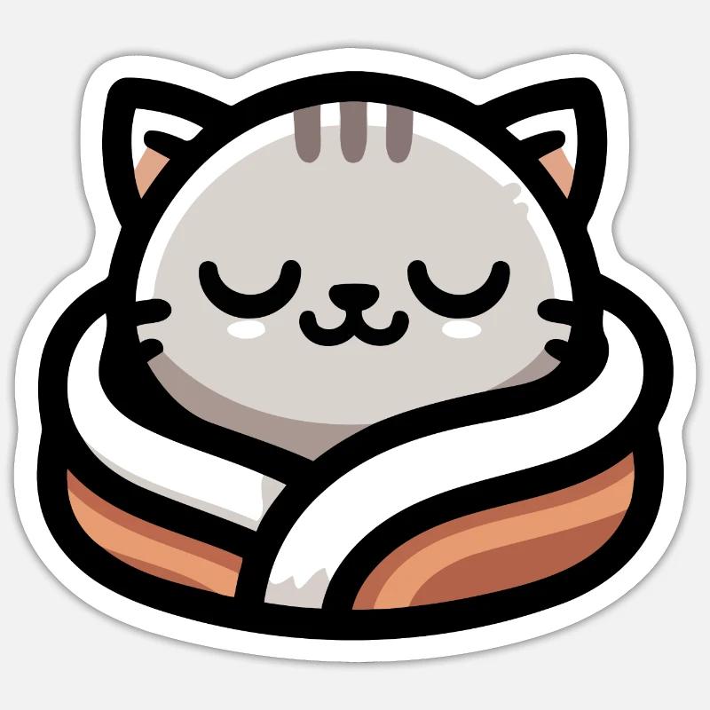 Schlummerpfoten: Der verträumte Tabby Sticker Größe S (10 x 10 cm)