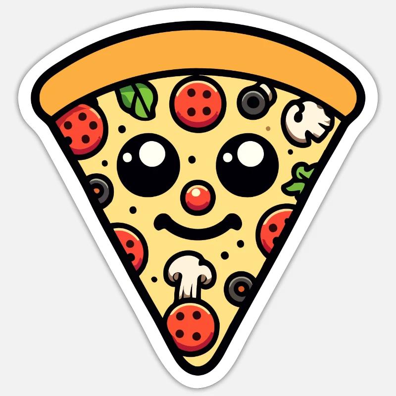 Peppige Peperoni: Die glückliche Scheibe - Sticker Größe S (10 x 10 cm) - Mattweiß