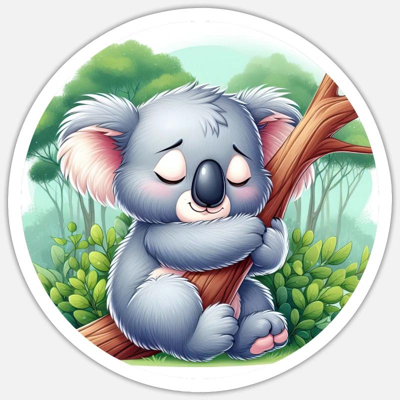 Koala heureux Koala Ours Koala - Sticker taille S (10 x 10 cm) - blanc mat