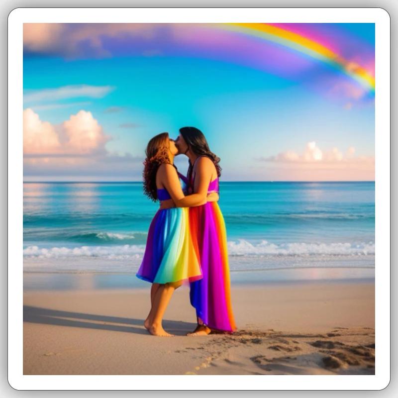 L’amour LGBTQ - Sticker taille S (10 x 10 cm) - blanc mat
