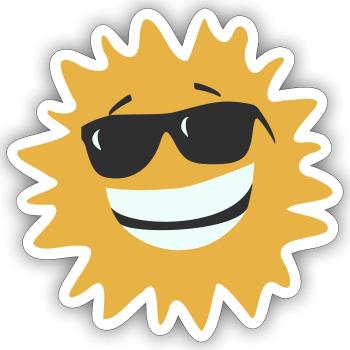 Sunburst Smiling with Sunglasses - Sticker size S (10 x 10 cm) - white matte - Front