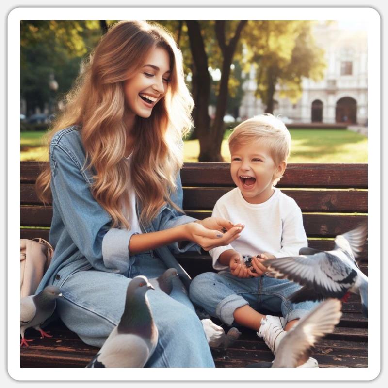 Mutter und Sohn Sticker Größe S (10 x 10 cm)