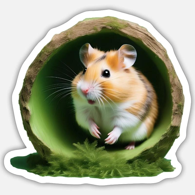 Hamster - Sticker taille S (10 x 10 cm) - blanc mat