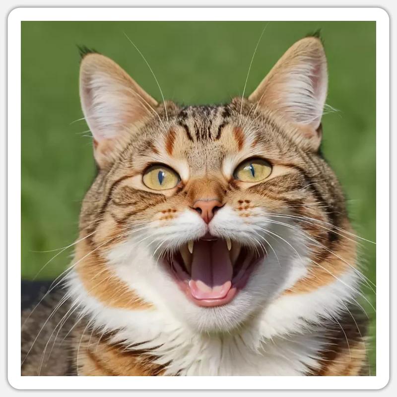 Chat - Sticker taille S (10 x 10 cm) - blanc mat