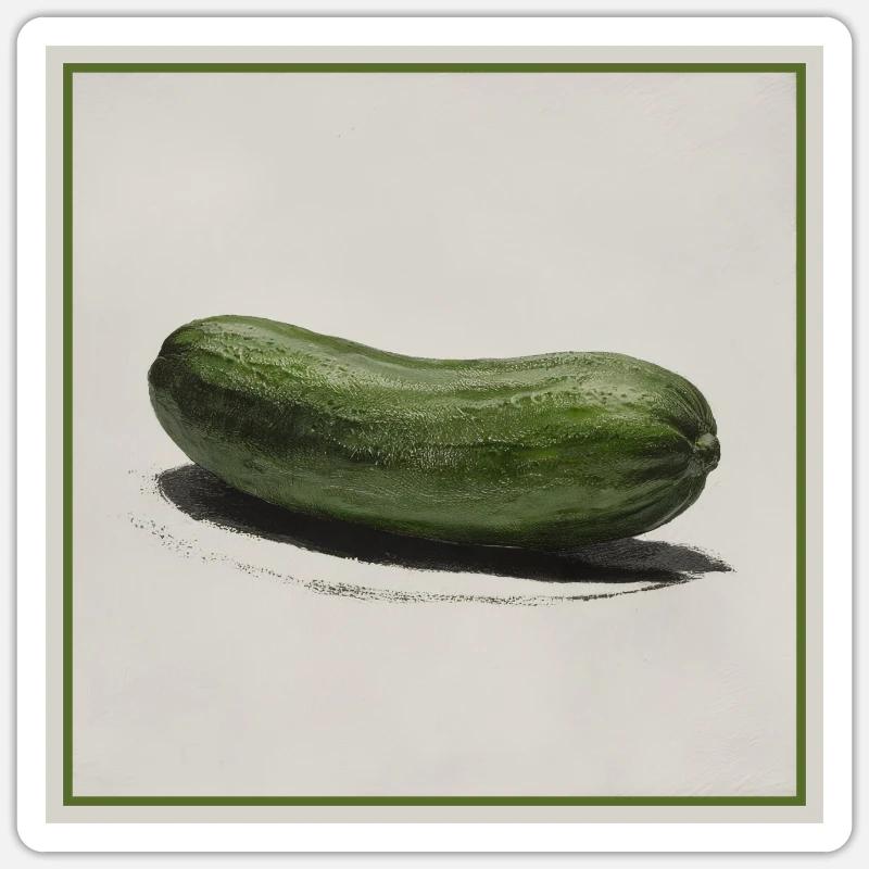 Un concombre - Sticker taille S (10 x 10 cm) - blanc mat