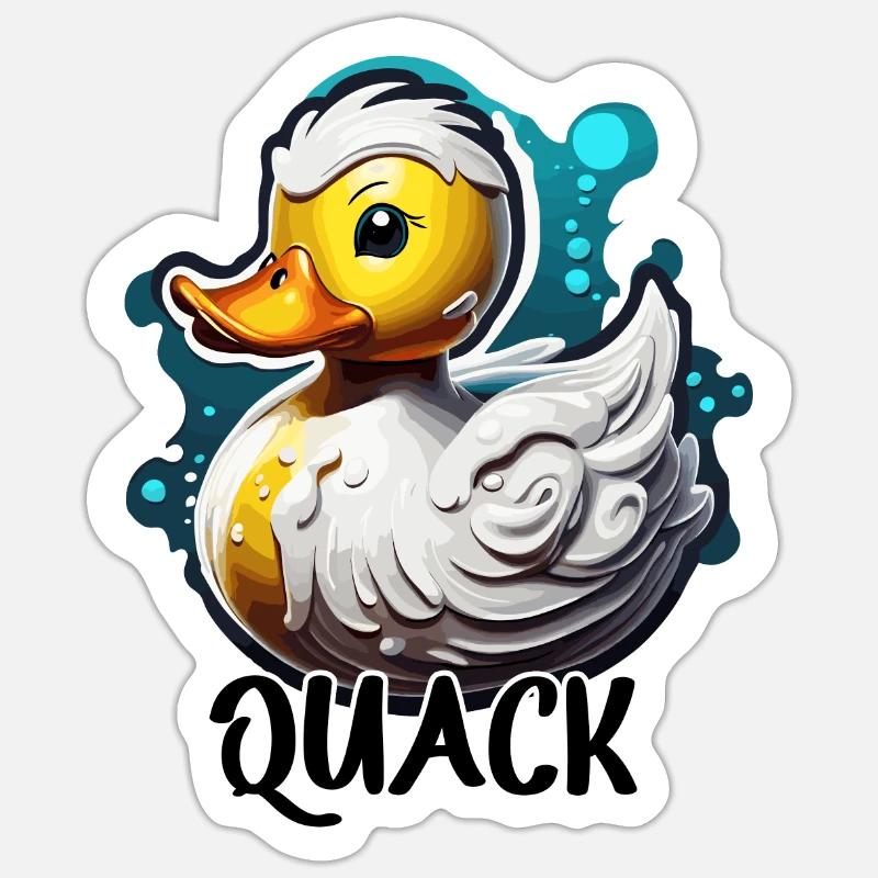 Canard en caoutchouc / Canard en caoutchouc / Eau / Baignoire Sticker taille S (10 x 10 cm)