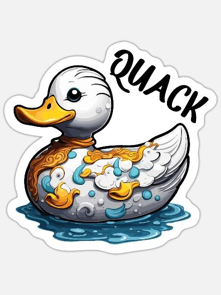 Gummiente / Badeente / Wasser / Badewanne - Sticker Größe S (10 x 10 cm) - Mattweiß