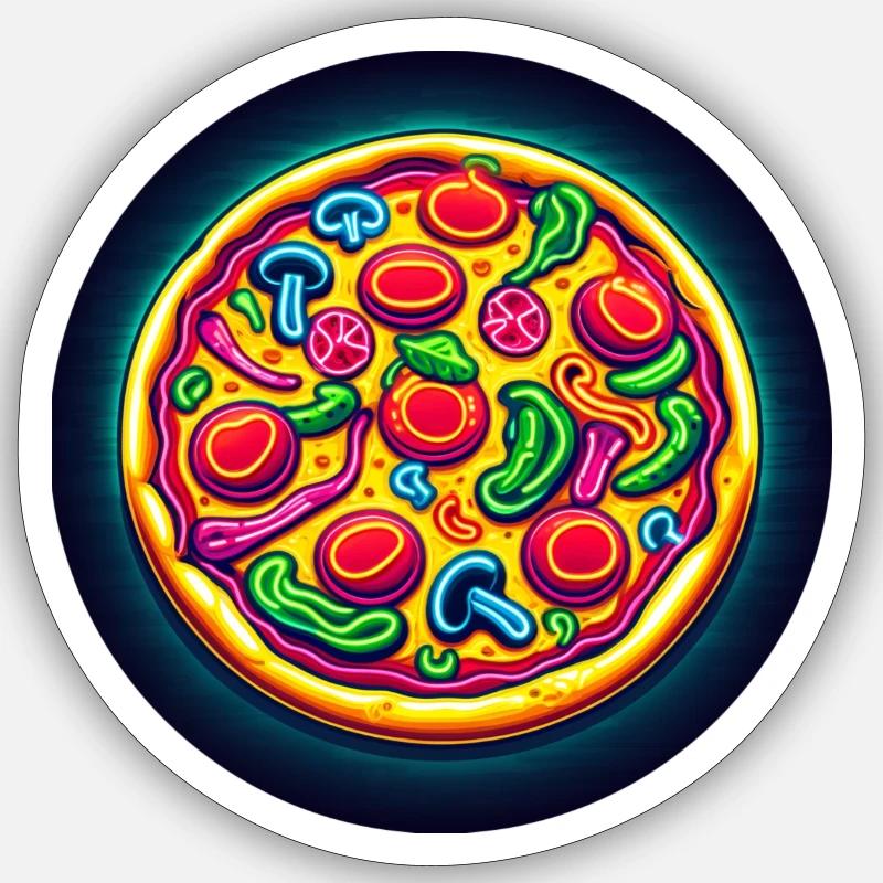 pizza - Sticker taille S (10 x 10 cm) - blanc mat
