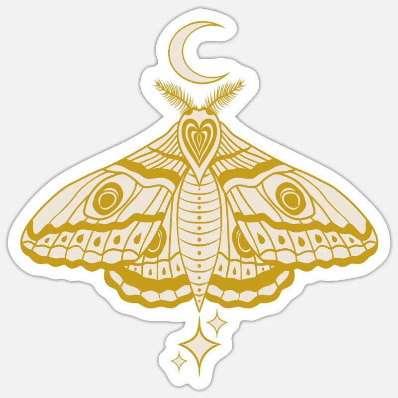 Witchy Cute Celestial Moth - Sticker size S (10 x 10 cm) - white matte