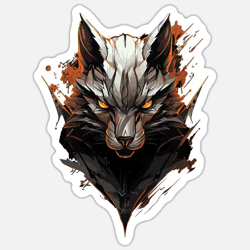 Schattenwolf Blick Sticker Größe S (10 x 10 cm)