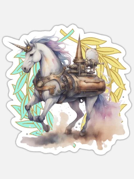 Einhörner Einhorn Fabeltiere Fabel - Sticker Größe S (10 x 10 cm) - Mattweiß
