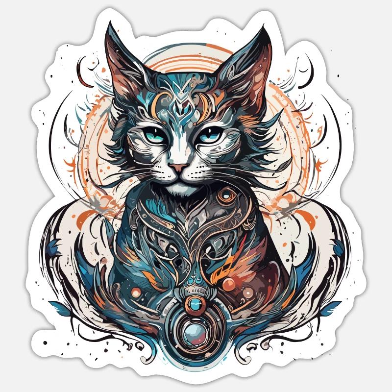 Tattoo / Tier / Kunst / cool / Comic / Katze Sticker Größe S (10 x 10 cm)