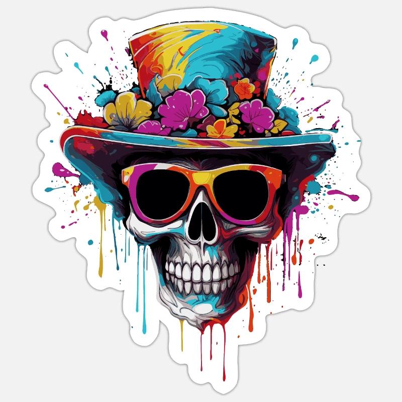 Zombie Hippie - Sticker taille S (10 x 10 cm) - blanc mat