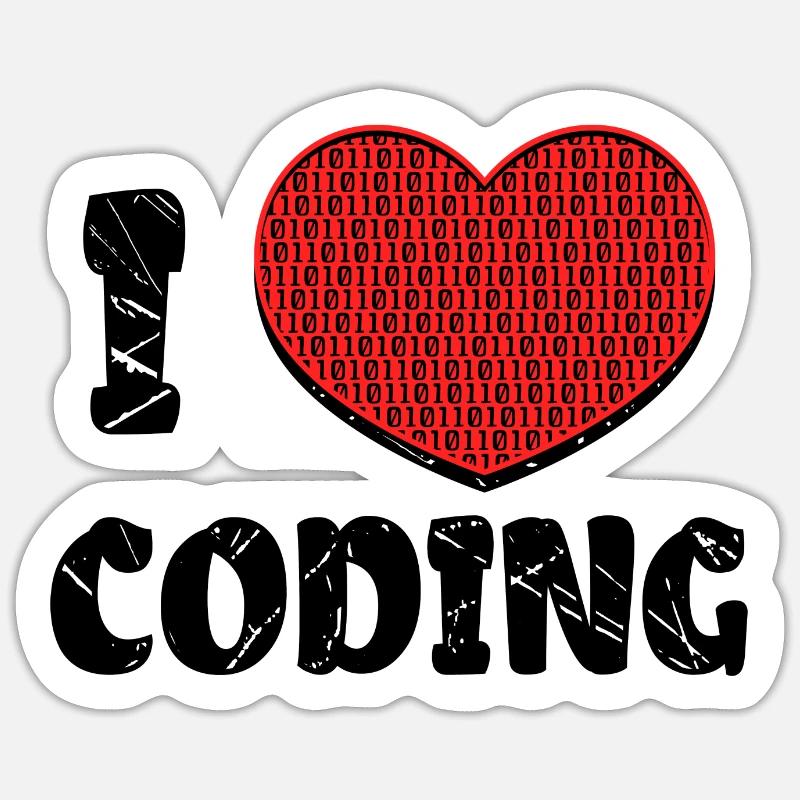 Code Developer Skripting Debug Herz Statement Sticker Größe S (10 x 10 cm)