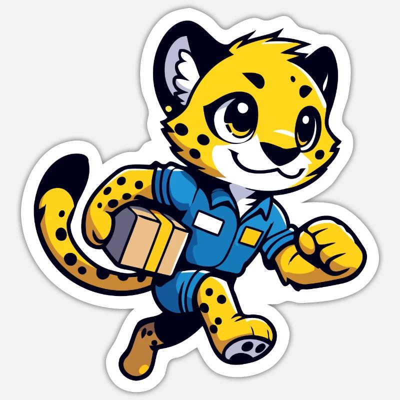 Speedster Cheetah : Le Courrier Rapide - Sticker taille S (10 x 10 cm) - blanc mat