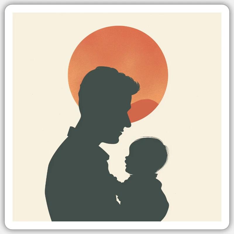 silhouette papa - Sticker taille S (10 x 10 cm) - blanc mat