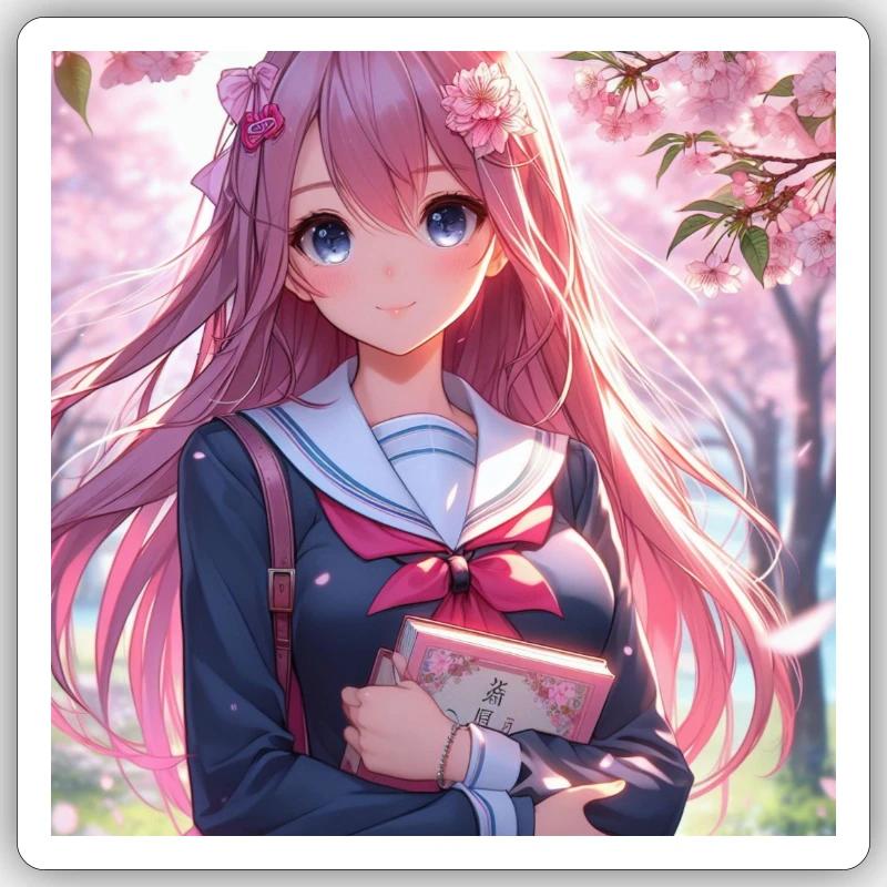 Anime-Schule - Sticker Größe S (10 x 10 cm) - Mattweiß