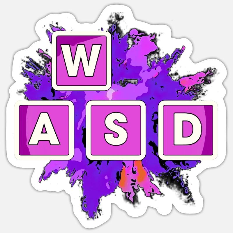 WASD Splash Gaming Blocks - Sticker size S (10 x 10 cm) - white matte