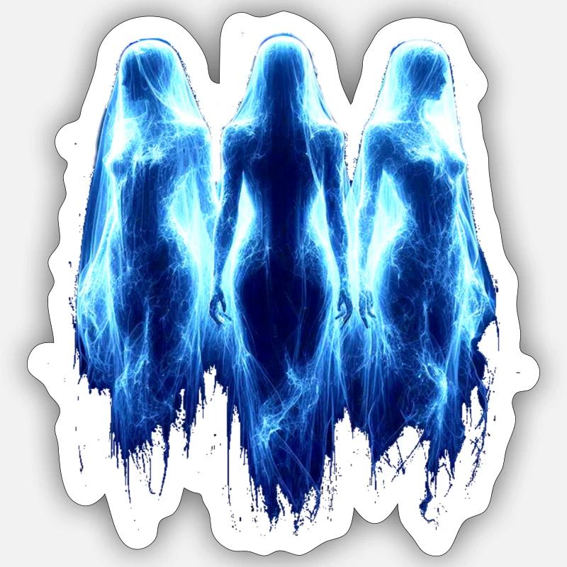 three ghosts - Sticker size S (10 x 10 cm) - white matte