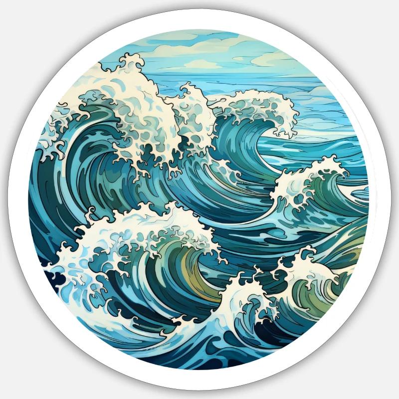 Vagues - Sticker taille S (10 x 10 cm) - blanc mat