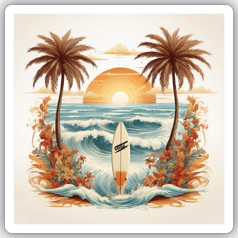 Vibes de plage - Sticker taille S (10 x 10 cm) - blanc mat