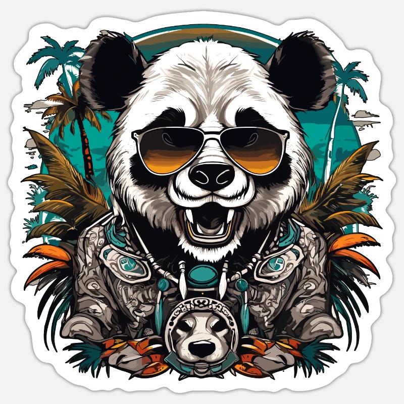 Tattoo / Tier / Kunst / cool / Comic / Panda Sticker Größe S (10 x 10 cm)