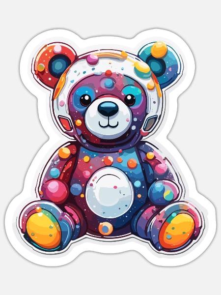 Teddybär / Kuscheltier / Stofftier / Geschenkidee - Sticker Größe S (10 x 10 cm) - Mattweiß