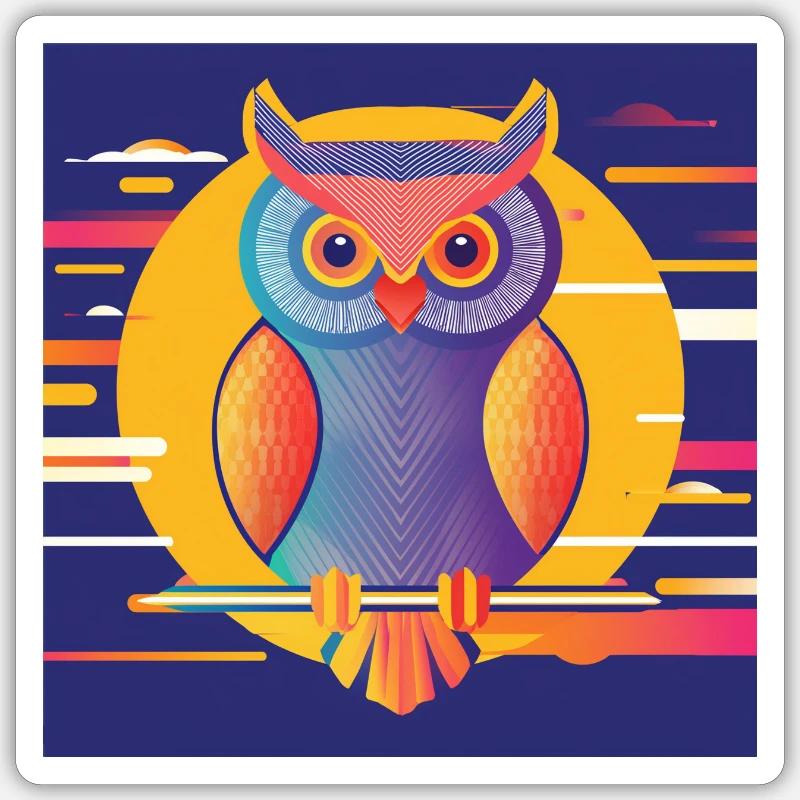 Abstraktes Design Eule - Sticker Größe S (10 x 10 cm) - Mattweiß
