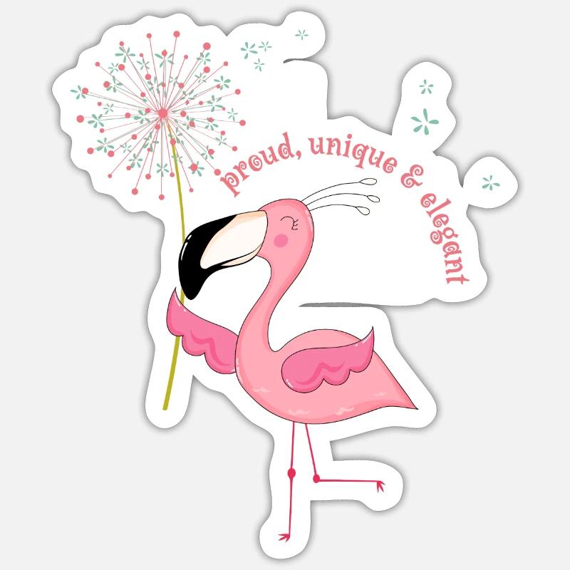 Flamingo "proud, unique & elegant - Sticker size S (10 x 10 cm) - white matte