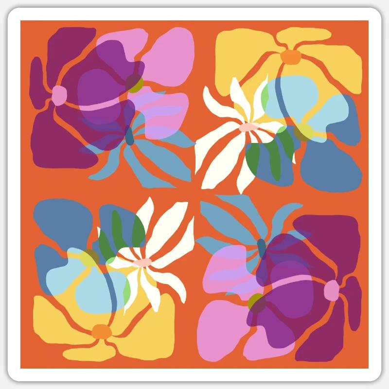 Fleurs sauvages - Sticker taille S (10 x 10 cm) - blanc mat