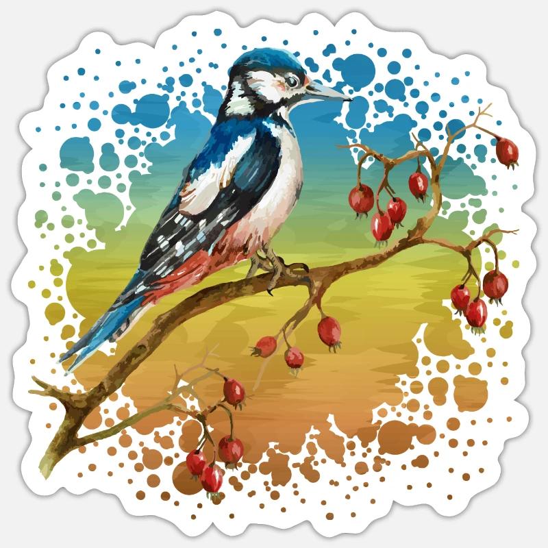 Bunter Vogel - Sticker Größe S (10 x 10 cm) - Mattweiß