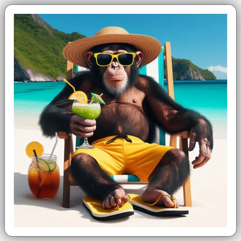 vacation monkey Sticker size S (10 x 10 cm)