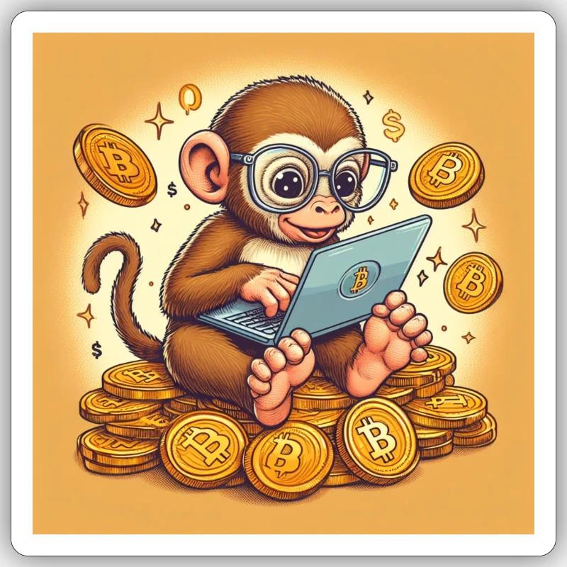 bitcoin monkey Sticker size S (10 x 10 cm)