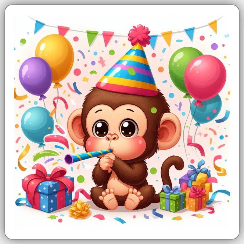 party monkey - Sticker size S (10 x 10 cm) - white matte
