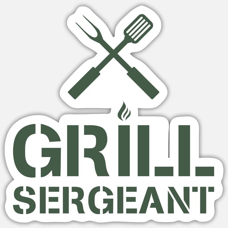Sergent de gril - Sticker taille S (10 x 10 cm) - blanc mat