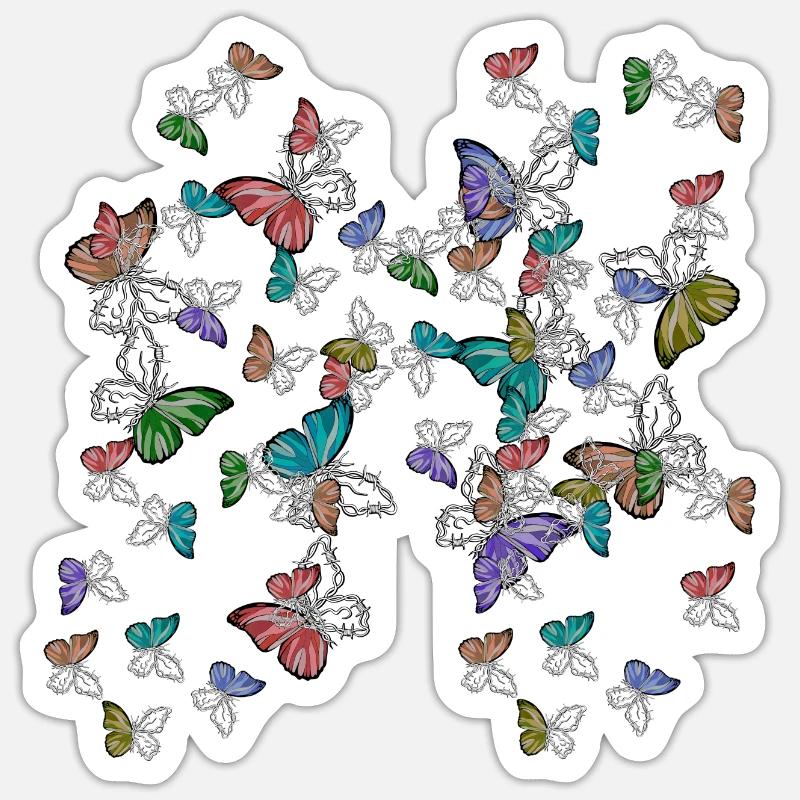 Papillons Sentiments Émotion Douleur Dépression - Sticker taille S (10 x 10 cm) - blanc mat