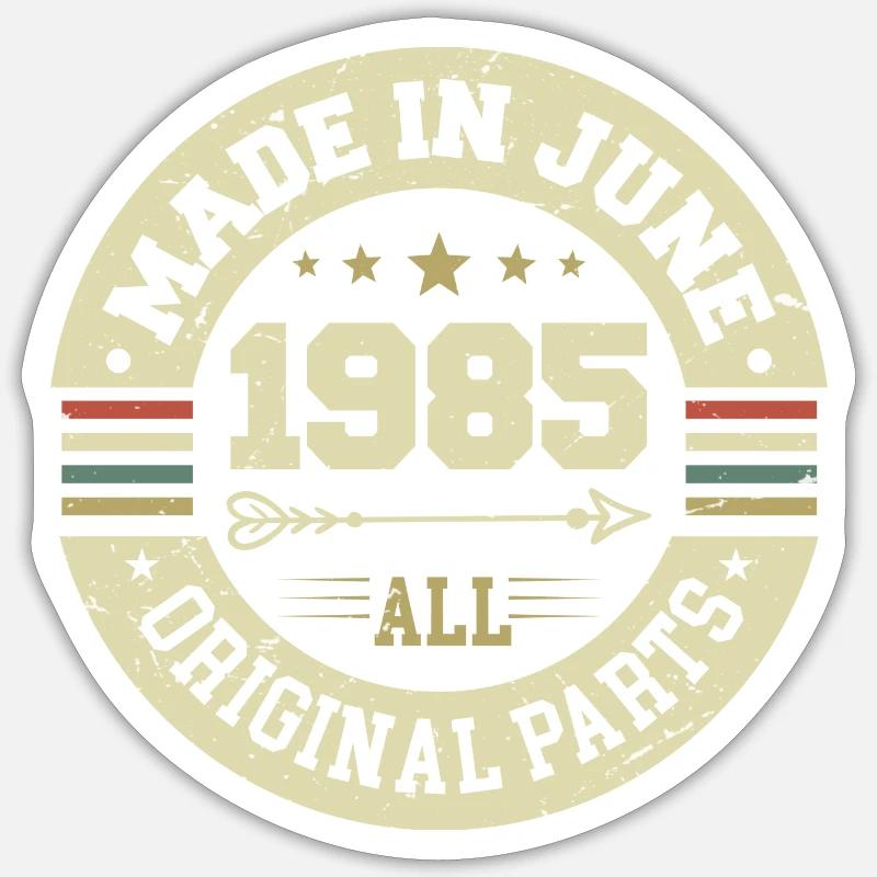 Juni 1985 Geburtstagsgeschenk Juni 1985 Juni 1985 Sticker Größe S (10 x 10 cm)