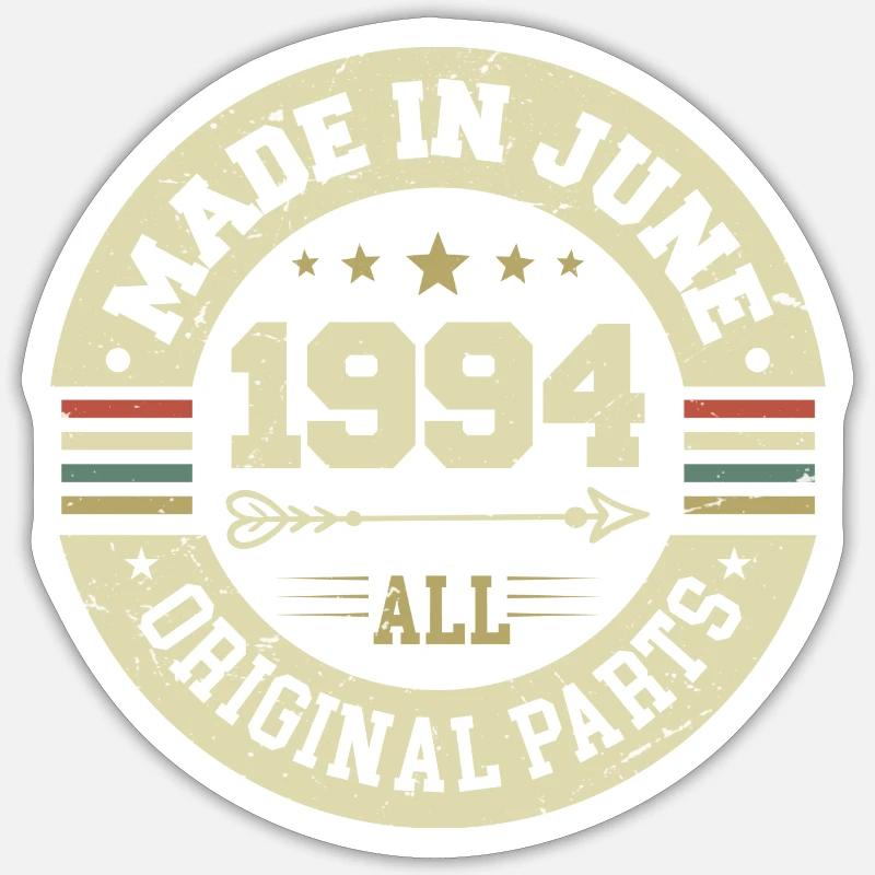 Juni 1994 Geburtstagsgeschenk Juni 1994 Juni 1994 - Sticker Größe S (10 x 10 cm) - Mattweiß