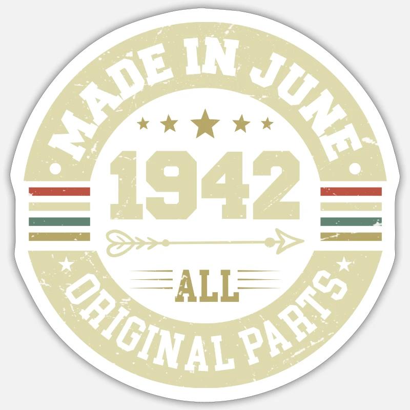 Juni 1942 Geburtstagsgeschenk Juni 1942 Juni 1942 Sticker Größe S (10 x 10 cm)