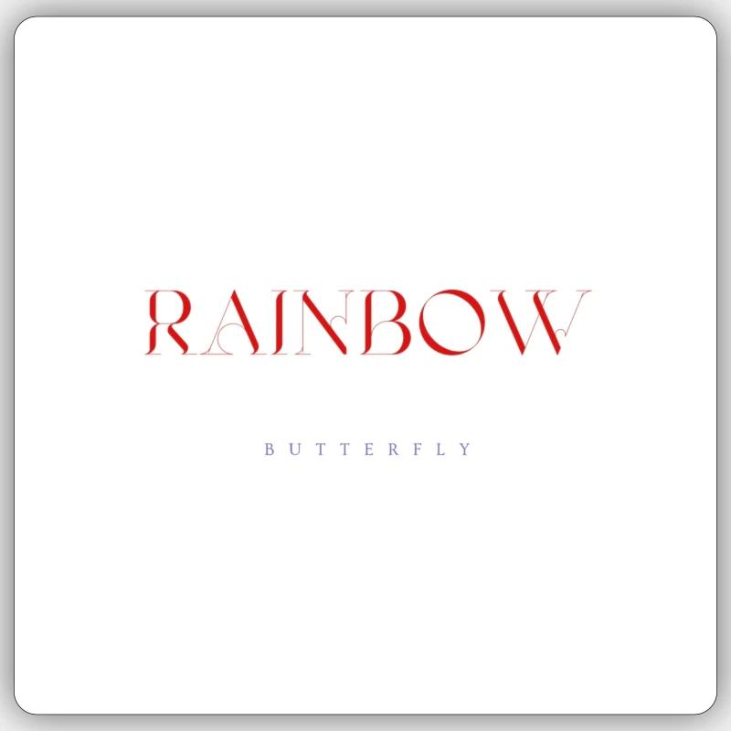 rainbow Butterfly - Sticker taille S (10 x 10 cm) - blanc mat