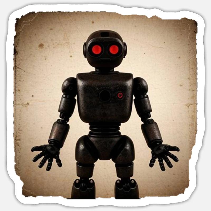 Schwarzer Roboter Sticker Größe S (10 x 10 cm)