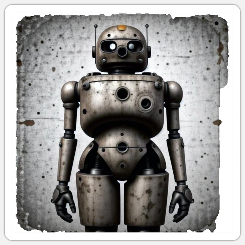 Breiter Roboter Sticker Größe S (10 x 10 cm)
