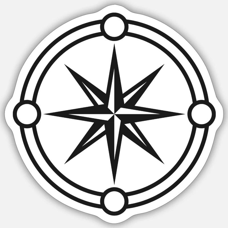 Kompass - Sticker Größe S (10 x 10 cm) - Mattweiß