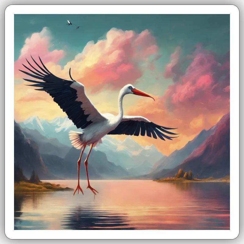 Stork - Sticker taille S (10 x 10 cm) - blanc mat