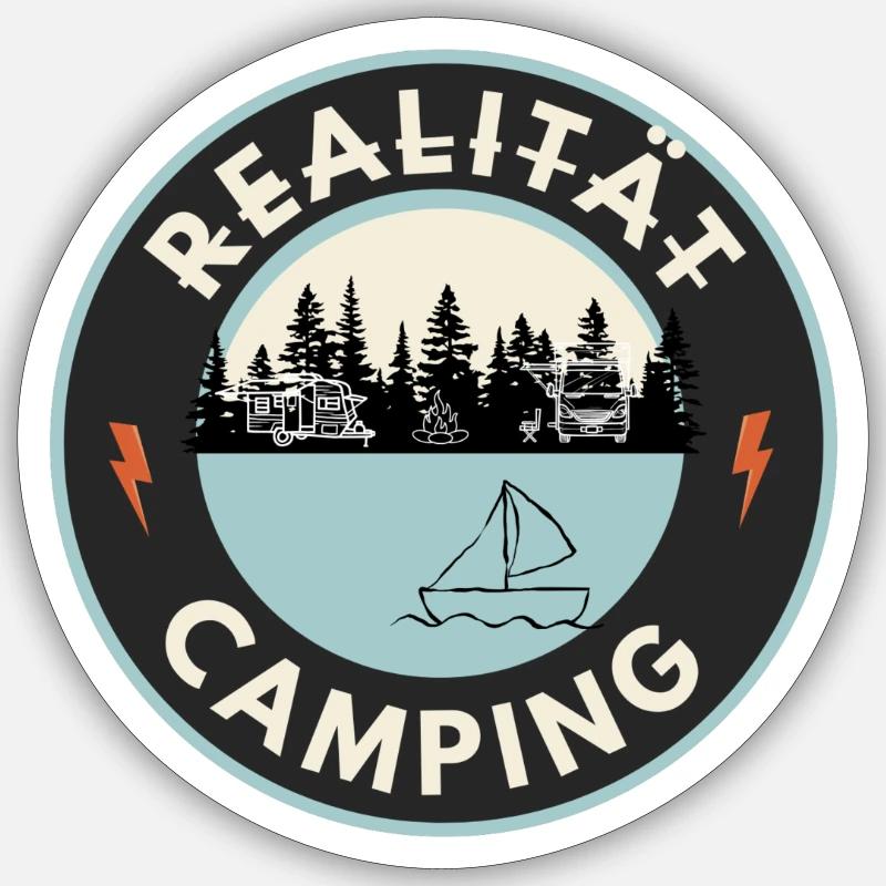 Camping de réalité - Sticker taille S (10 x 10 cm) - blanc mat