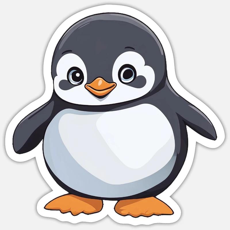 mignon pingouin petit pingouin - Sticker taille S (10 x 10 cm) - blanc mat