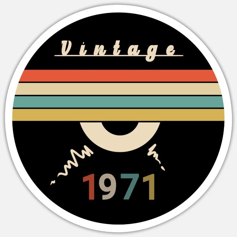 1971 - Millésime - Sticker taille S (10 x 10 cm) - blanc mat