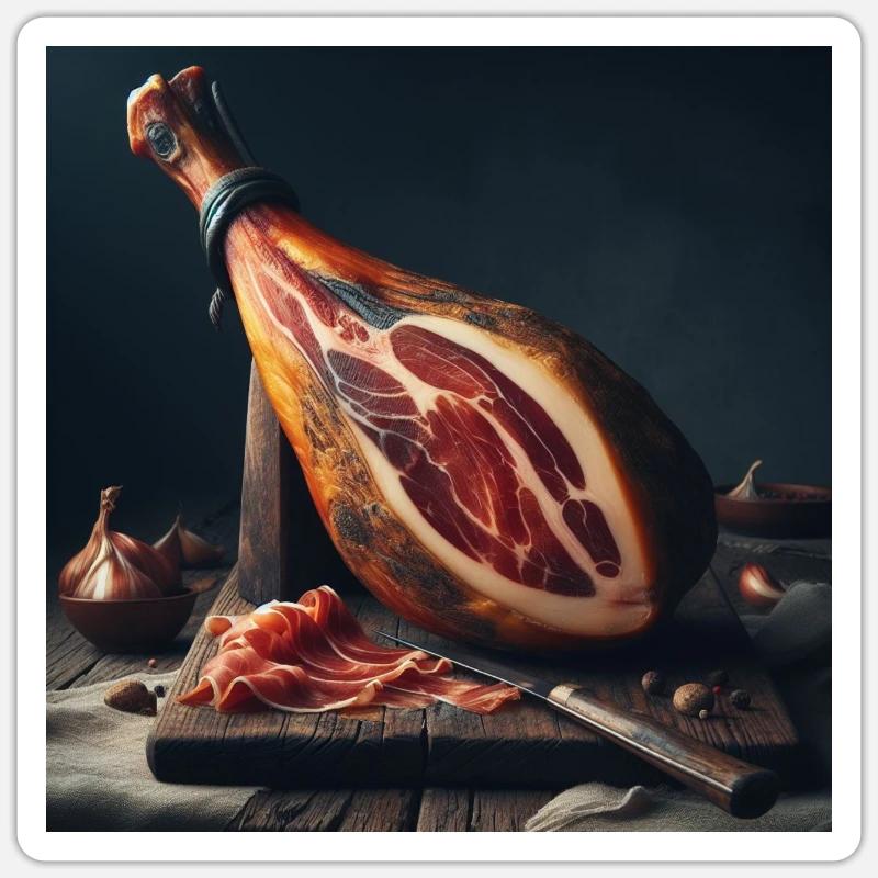 Cuisse de jambon serrano Sticker taille S (10 x 10 cm)