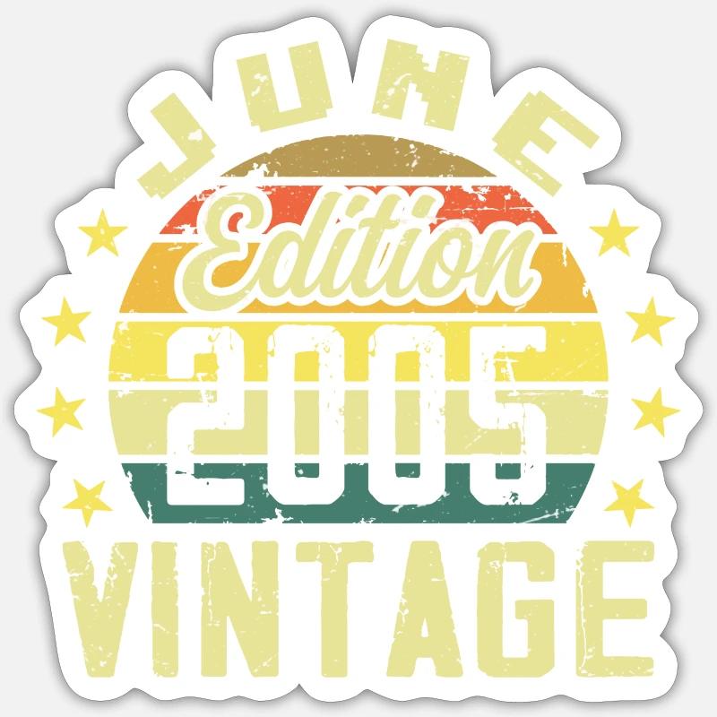 Juni 2005 Juni Retro Geburtstagsgeschenk Juni 2005 Sticker Größe S (10 x 10 cm)