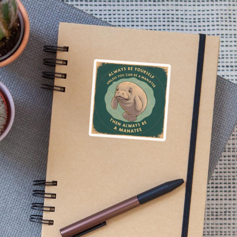 Sei Du selbst oder sei ein Manatee Lebensweisheit Sticker Größe S (10 x 10 cm)